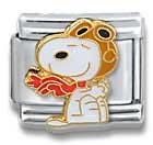Clearly Charming Snoopy Going After the Red Baron Peanuts Italian Charm Dog Animal Theme Bracelet Link