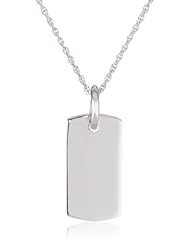Sterling Silver Engraveable Dog Tag Pendant Necklace, 18"