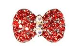 Red Austrian Crystal Rounded Bow Hair Clip Barrette