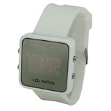 Montre &agrave; LED Miroir Bracelet Blanc