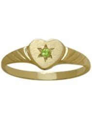 14 Karat Yellow Gold Genuine Peridot Heart Solitaire Baby Ring