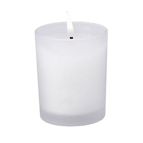 Glass candle holder w-wax; bulk packed
