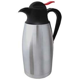 Vacuum Pitcher Double Wall Thermos Insulated Stainless Steel Euro Coffee Bottle Carafe with Press-and-pour Thumb Lever 1.6qt / 1.5L