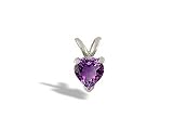 14K White Gold Genuine Heart Amethyst Pendant