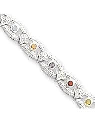 Sterling Silver Polished Fancy Rainbow CZ Bracelet