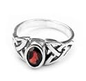 Sterling Silver Celtic Knot Red Garnet Ring (Size 4,5,6,7,8,9)
