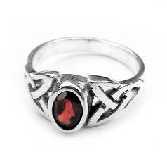Sterling Silver Celtic Knot Red Garnet Ring (Size 4,5,6,7,8,9)