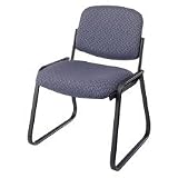 Office Star V442075 Deluxe Sled Base Chair, Armless, Fabric Protector, Onyx Gray