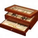 Mele Watch Box- Burlwood Oak-10 Watch Cushions