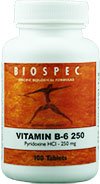 BIOSPEC VITAMIN B-6: The The Co-Enzyme Vitamin. 250 mg 100 tablets