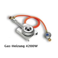 Gasbrenner - 4,2 KW - mit Schlauch und Regler - Alugussf��e - Alu-Untergestell