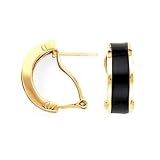 14K HALF-HOOP ONYX EARRINGS (OMEGA CLIP)