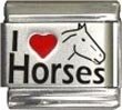 I Heart Horses Red Heart Laser Italian Charm