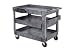 Plastic 3 Shelf Tray Service & Utility Cart - 5 Inch Rubber Casters