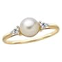 10kt. Gold, Cultured Pearl Ring with Diamond Accent
