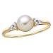 10kt. Gold, Cultured Pearl Ring with Diamond Accent