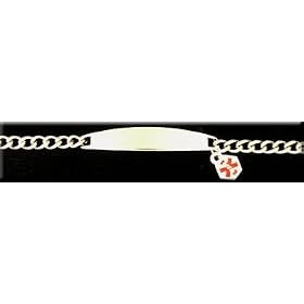 Ladies Stainless Steel Medical ID Link Bracelet with Red Caduceus Medical Symbol Charm (*On Sale, Reg $22.95)