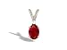 14K White Gold Genuine Oval Ruby and Diamond Pendant