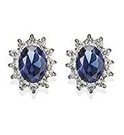 Platinum Plated Floral Diamanté Earrings