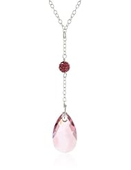 Sterling Silver Genuine Swarovski Crystallized Elements Teardrop and Crystal Fireball Drop Necklace, 18"