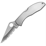 Spyderco Folding Knife With Clip Point Blade/Stainless Steel Handle/Serrated Edge Md: C11S.