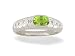 14K White Gold Genuine Oval Peridot and Diamond Ring
