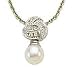 Pearl & Diamond Love-Knot Pendant in 14K White Gold