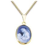 Angel & Child Genuine Agate Cameo Pendant