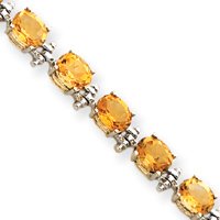 14k White Gold Citrine Bracelet - 7 Inch - 7mm - Box Clasp by JewelryWeb