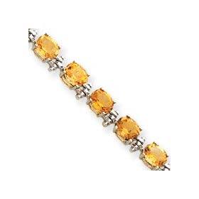 14k White Gold Citrine Bracelet - 7 Inch - 7mm - Box Clasp by