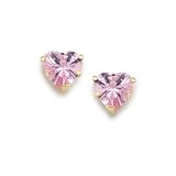 14k Yellow Gold Six Prong Pink Cubic Zirconia 5x5mm Heart Stud Earrings
