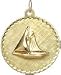 Sailboat on Disc, 14K Gold Charm