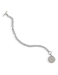 Chain Charm Bracelet with Engraveable Tag Sterling Silver with Genuine Diamond - Engraving Included