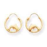 14k Diamond-Cut & Satin Dolphin Hoop Earrings SE419
