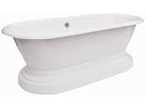 67-inch Double Ended Cast Iron Pedestal Tub with 7-inch Rim Faucet Drillings - Elizabethan Classics