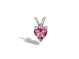 14K White Gold Genuine Heart Pink Tourmaline Pendant