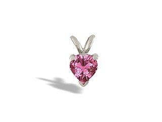 14K White Gold Genuine Heart Pink Tourmaline Pendant