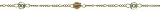  : 18kt Gold Over Sterling Silver Figaro Chain Anklet W/ Faceted Green Stations 9in