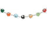 Sterling Silver Multicolored Round Evil Eye Necklace