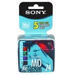 Sony 5MDW74CL Mini Discs 74-min Color Collection with Storage Cases (74 Minute, 5-Pack)