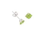 Sterling Silver 4mm Princess-Cut CZ Fashion Birthstone Earring in 4 Prong Setting, August