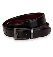 Gunmetal Rectangular Buckle Prong Reversible Belt