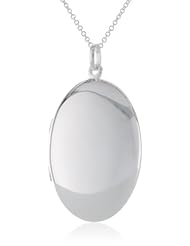 Silvertone Oval Locket Pendant Necklace, 18"