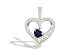 14K White Gold Genuine Heart Sapphire and Diamond Pendant