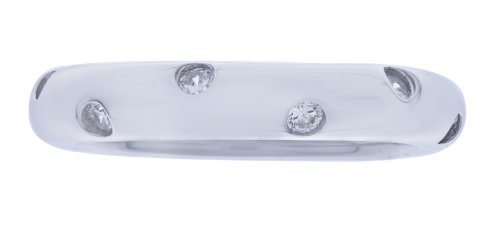 Platinum-Plated Sterling Silver Clear Round Cubic Zirconia Ring, Size 8