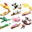 6pc Set of Slingshot Flingshot Flying Animals with Sound Monkey Pig Chicken Cow Duck Frog