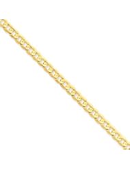 14k Gold 4.5mm Open Concave Curb Chain 7 Inches