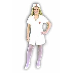 Sexy Double Zip Cotton Nurse Costume - RUNS VERY SHORT - See Size notes in Product Details