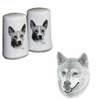 Shiba Inu Small Salt and Pepper Shakers, Porcelain by Rosalinde (3')