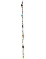 CleverEves 14K White Gold Yellow Gold 06.00X04.00 1 10 Ct Tw Two Tone Genuine Amethyst, Citrine, Mozambique Garnet, Rhodolite Garnet, Peridot, Swiss Blue Topaz & Diamond Bracelet